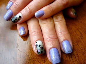 Ombre Sparkles, Grey Ombre, Lavender, Leopard Spots Nail Art