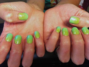 Neon Green and Yellow Gel Polish Ombre