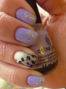 China Glaze Tart-y For The Party, Grey Ombre, Leopard Print Nail Art