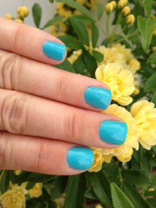 I love Essie In The Cab-Ana! And my beautiful yellow banks rose! :)